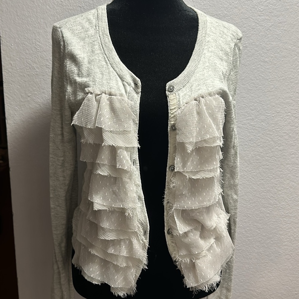 Hollister - Gray Ruffled Cardigan